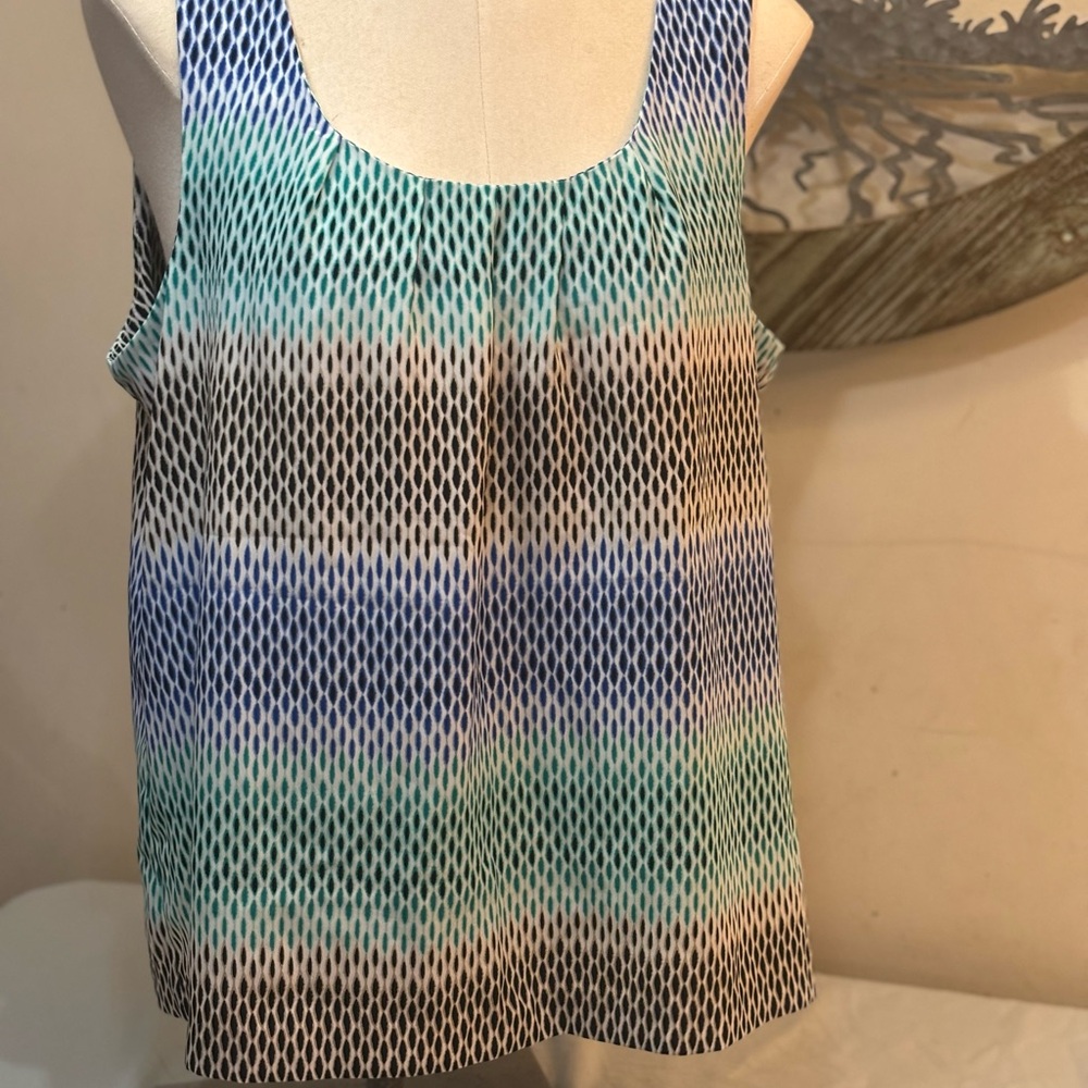 Dana Buchman Blue and Green Patterned Tank Top